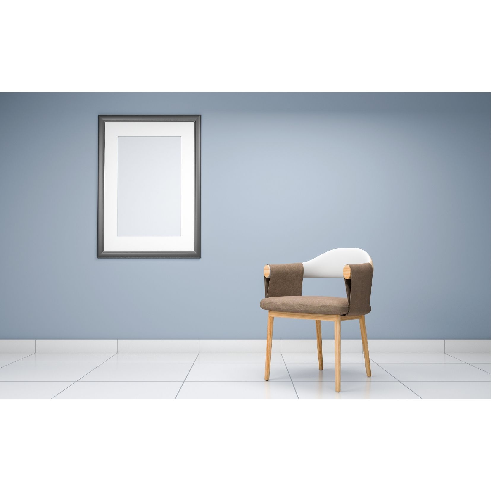 部屋の角にフェイクグリーンを置いたインテリア